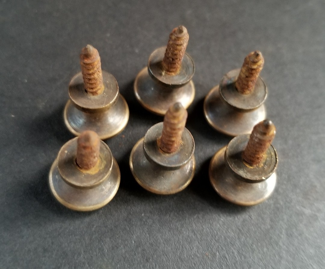 6 Solid Brass VERY SMALL Stacking Barrister Bookcase 7/16″ Knobs drawer Pulls #K
