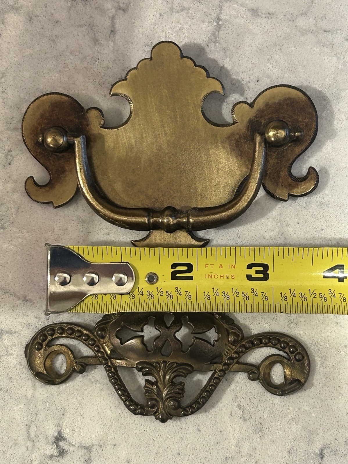 12 ANTIQUE VINTAGE VICTORIAN ORNATE DRAWER HANDLE PULL HARDWARE BRASS