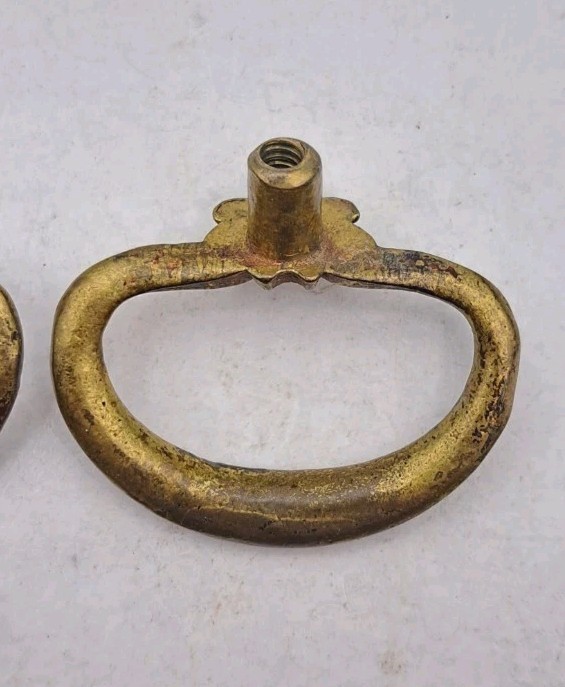Antique Ring Drawer Pulls Door Dresser Cabinet Old Vintage Brass Hardware
