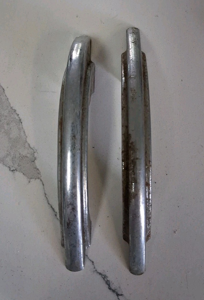 8 Vtg Chrome Drawer Pulls MCM Art Deco Cabinet Handle A33