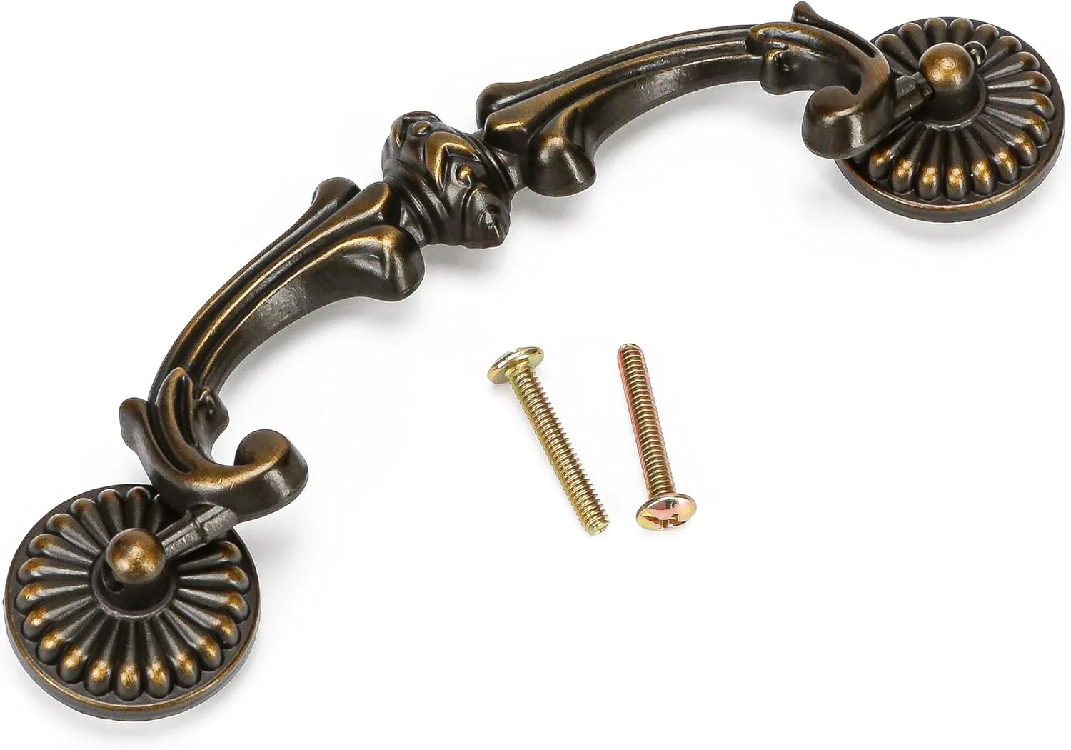 Antique Brass Drop Bail Pulls 5 Inch Hole Spacing – Vintage Handle for Dresser,