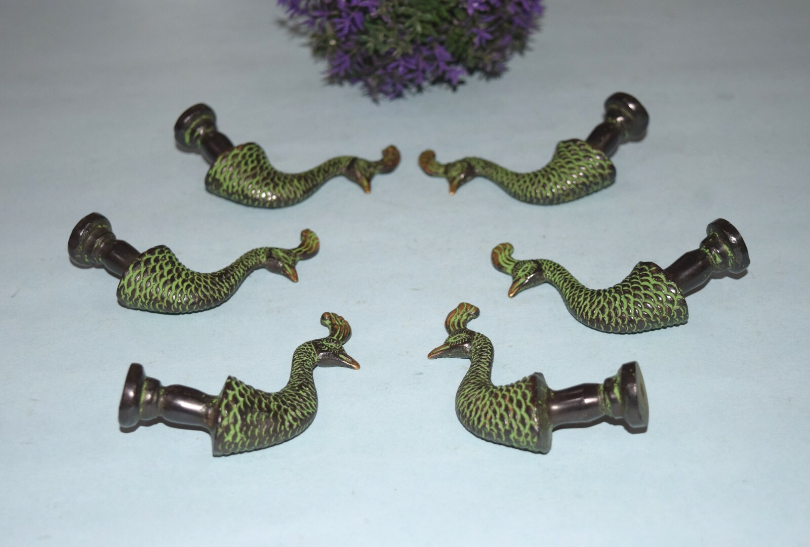 Brass Turkey Bird Cabinet Pull Designer Peacock Head Door Knobs Accessory EK985