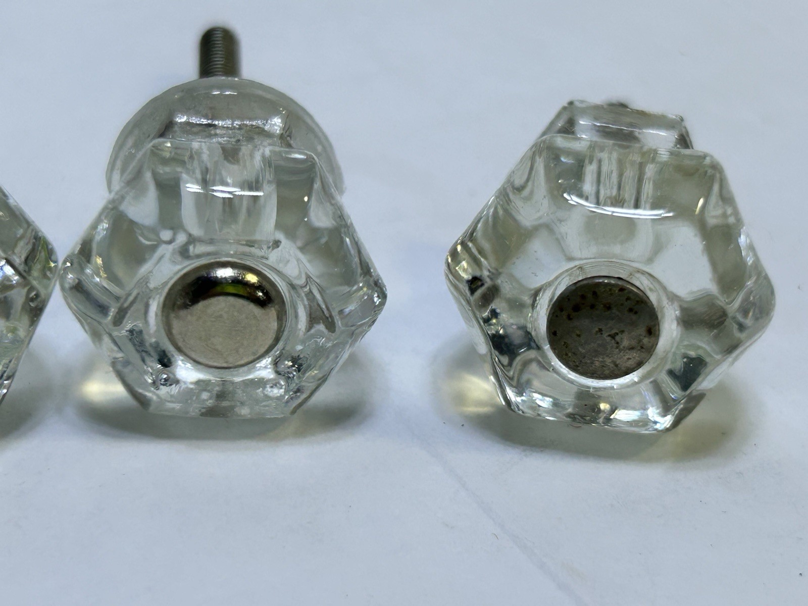 Vintage Hexagon 1 in. Clear Glass Drawer Cabinet Knobs Set Of 4