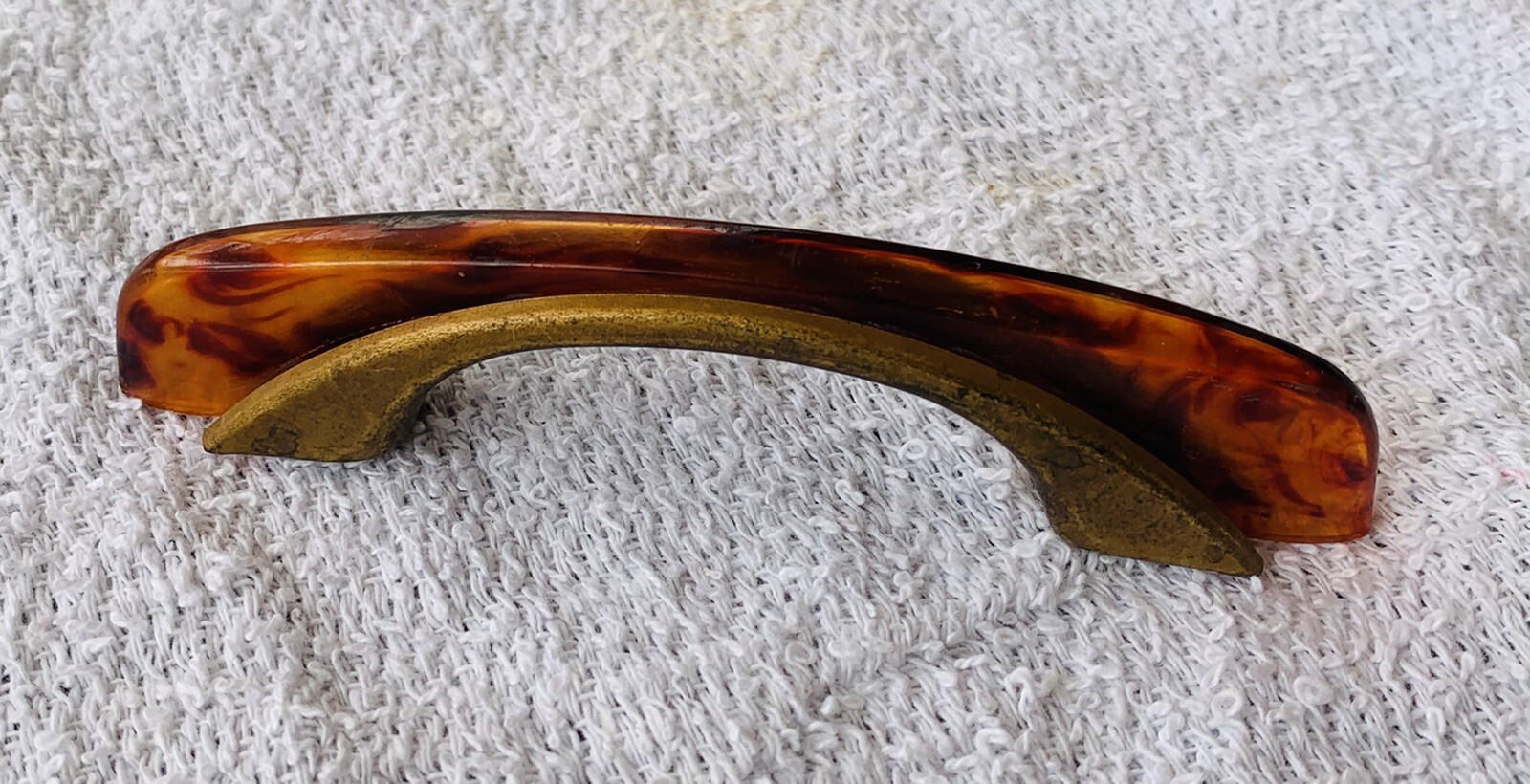 2 3/4”centers Brass Antique Hardware Art Deco Tortoise Bakelite Drawer Pull