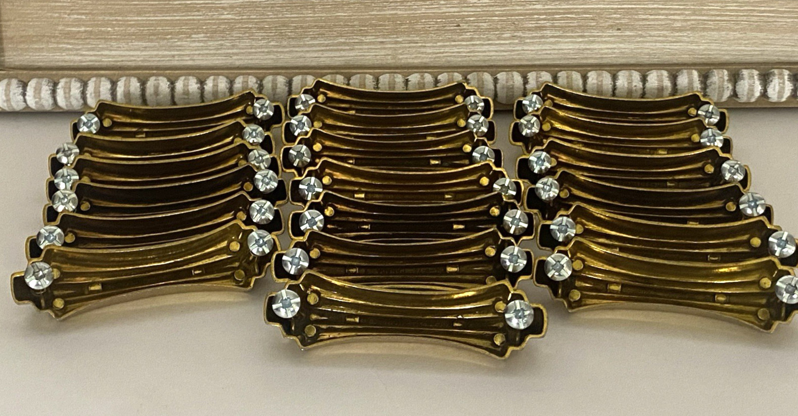 VTG LOT 20 Gold ART DECO Hollywood Regency MCM Waterfall Door Pulls Handles