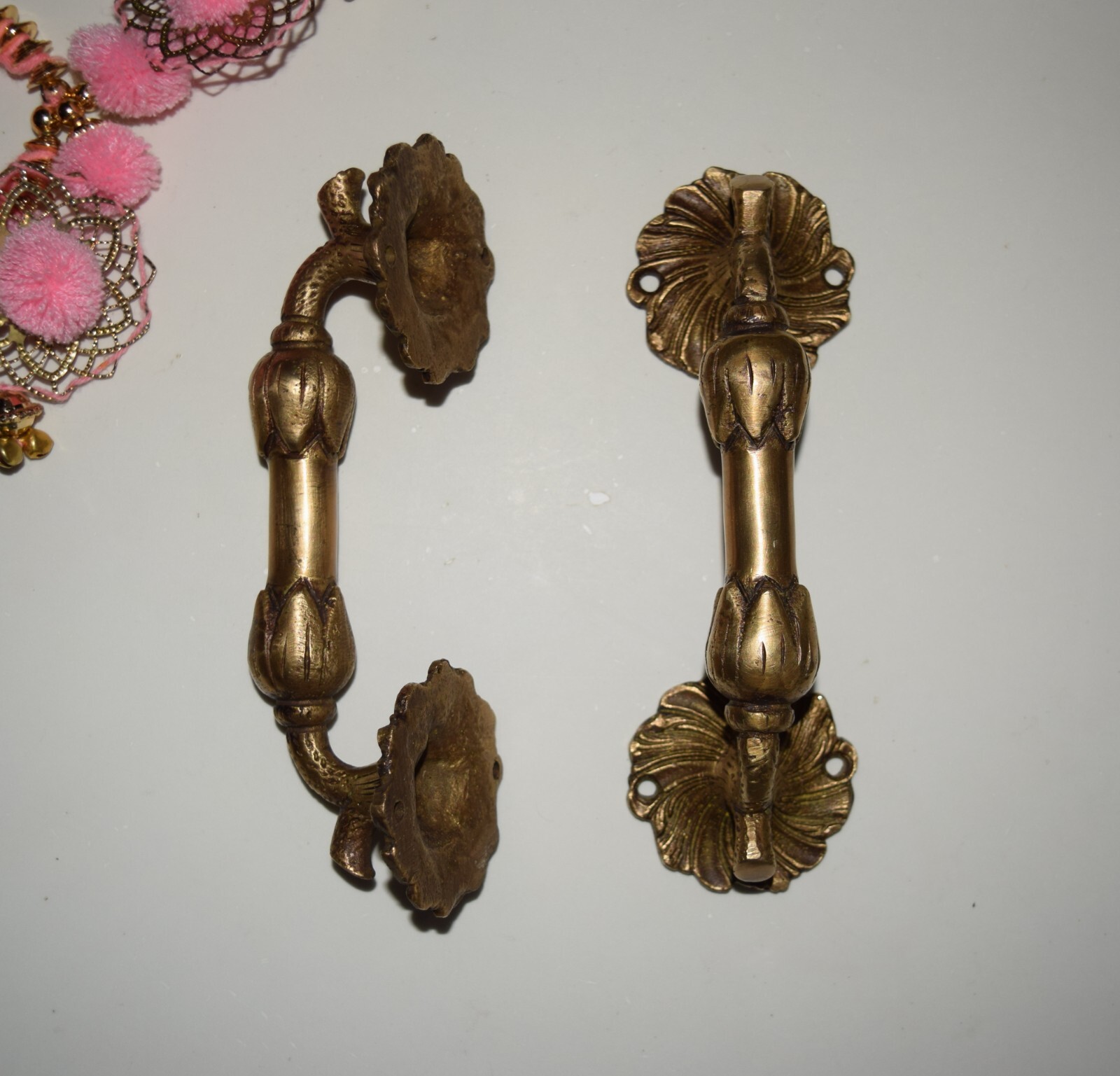 7” Inch Leaf Door Handles Brass Floral Door Furnishing Window Drawer Pull HK474