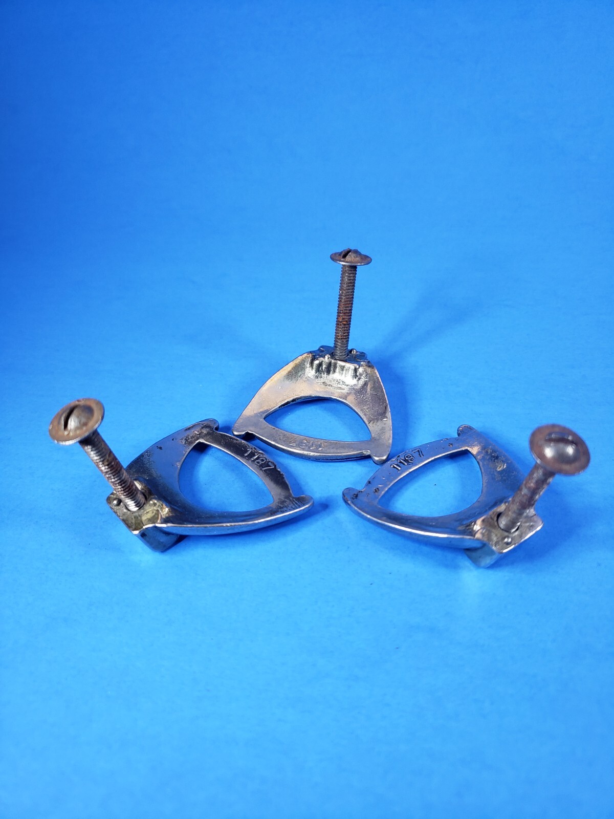 Drawer Pulls Cabinet Knobs Nickel Plated Cast Brass Single Post Vintage