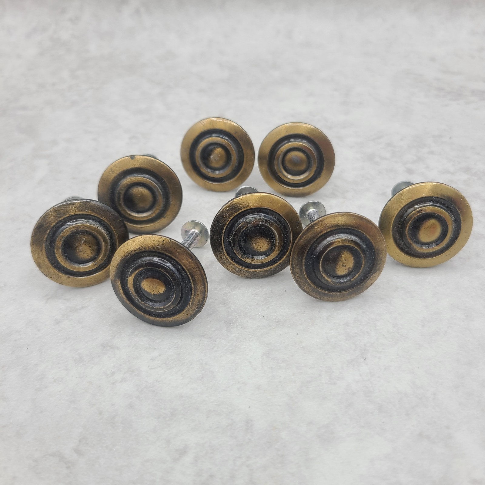Set Of 8 Vintage 90s Hardware Brass Drawer Cabinet Pull Knob Made In Japan