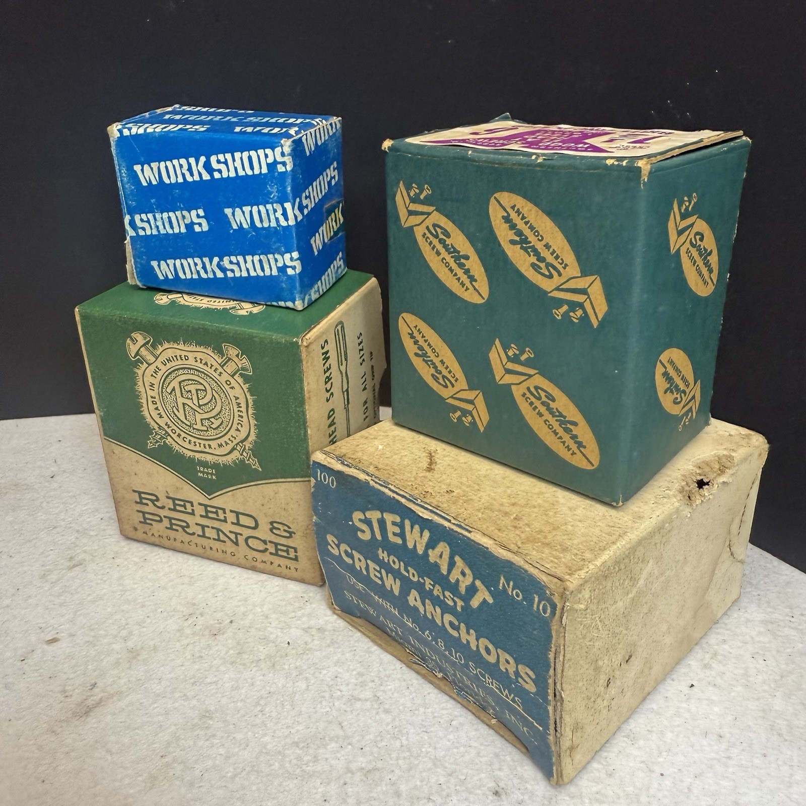 Lot Vintage 4 Vintage Hardware Boxes With Screws & Anchors USA Made