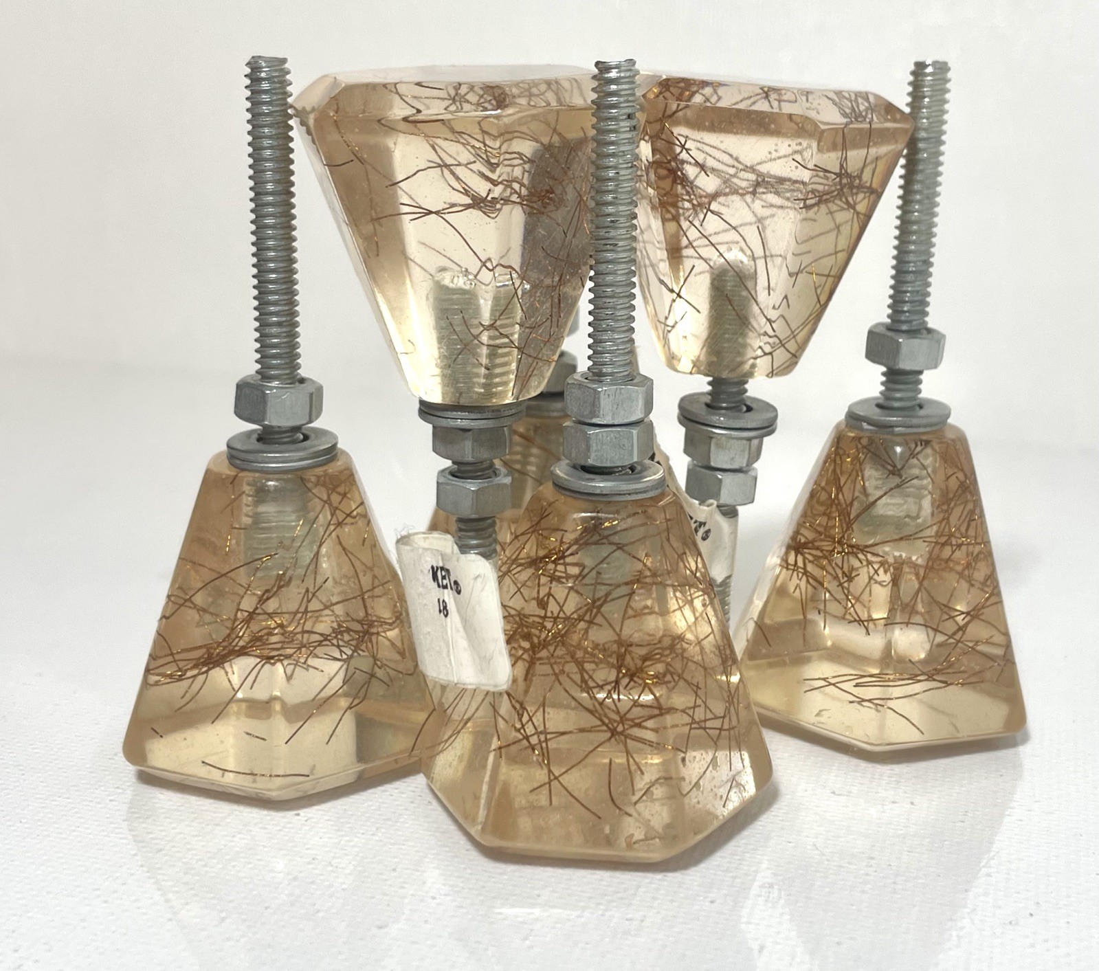6 World Market clear Resin/Acrylic Copper threads hexagonal cabinet knobs,Pulls