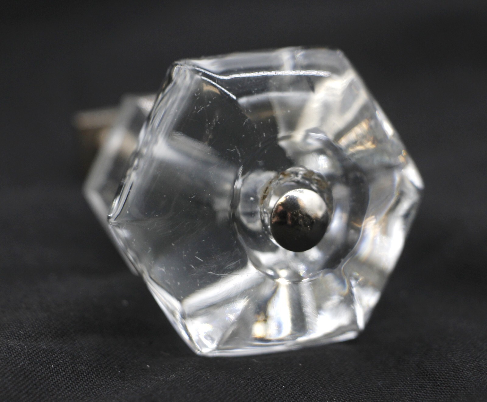 1.625 in. Vintage Hexagon Glass Drawer Cabinet Knob