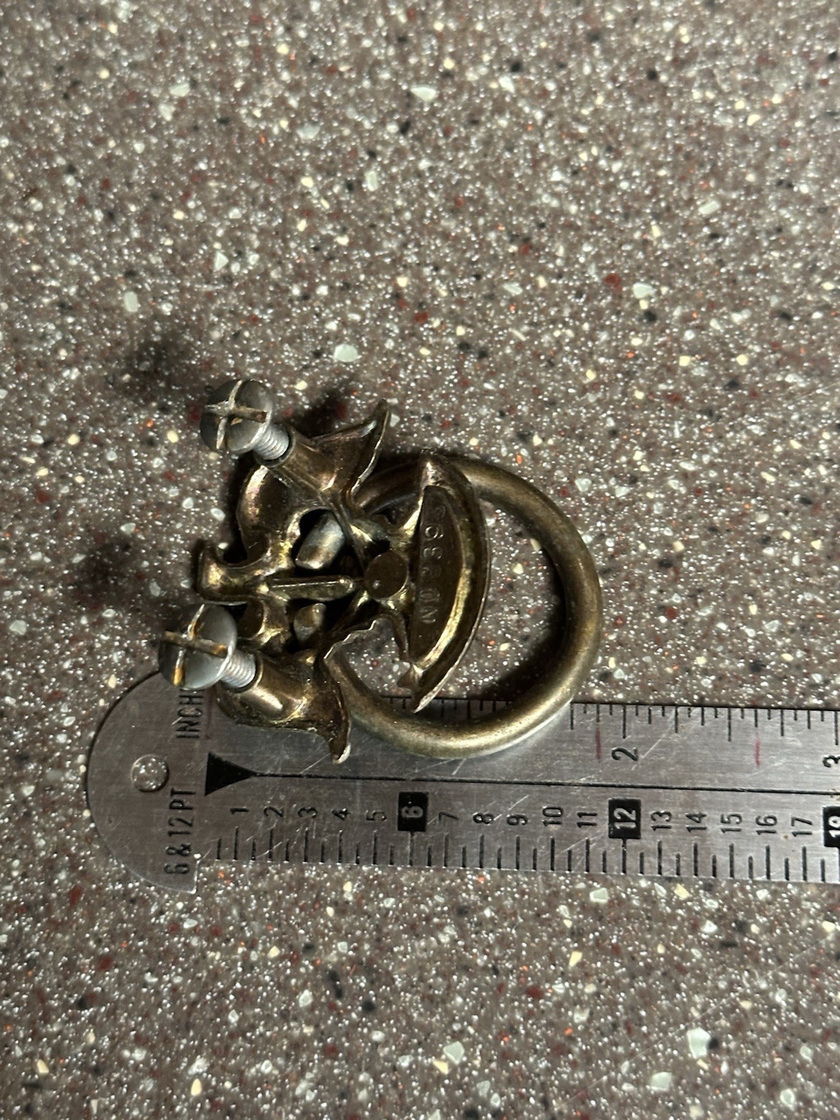 Vintage Eagle Ring Drawer Pulls Antique Brass Cabinet Hardware Pair No 8393