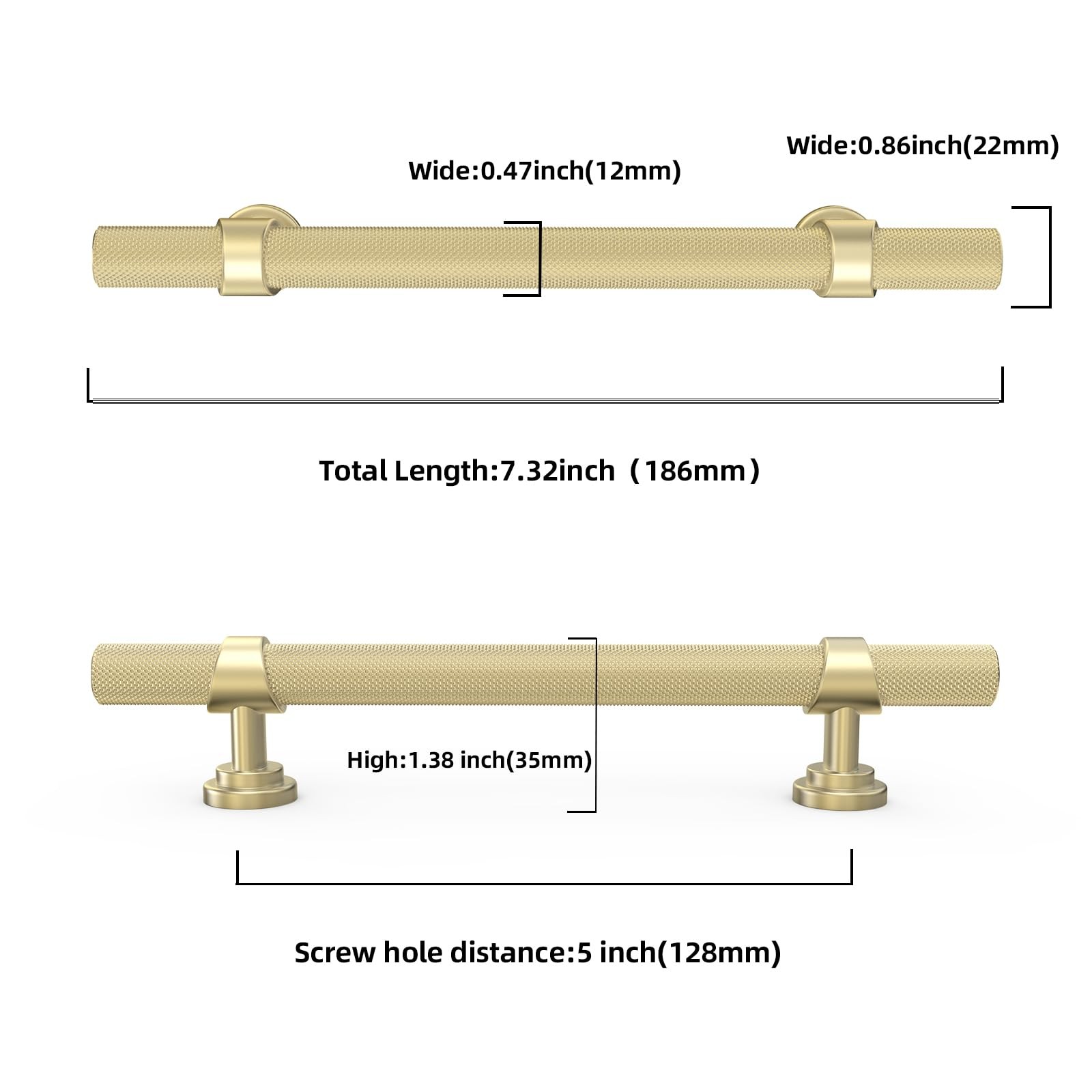 Komotia 30 Pack 5 Inch Cabinet Pulls Knurled Brushed Gold Kitchen Cabinet