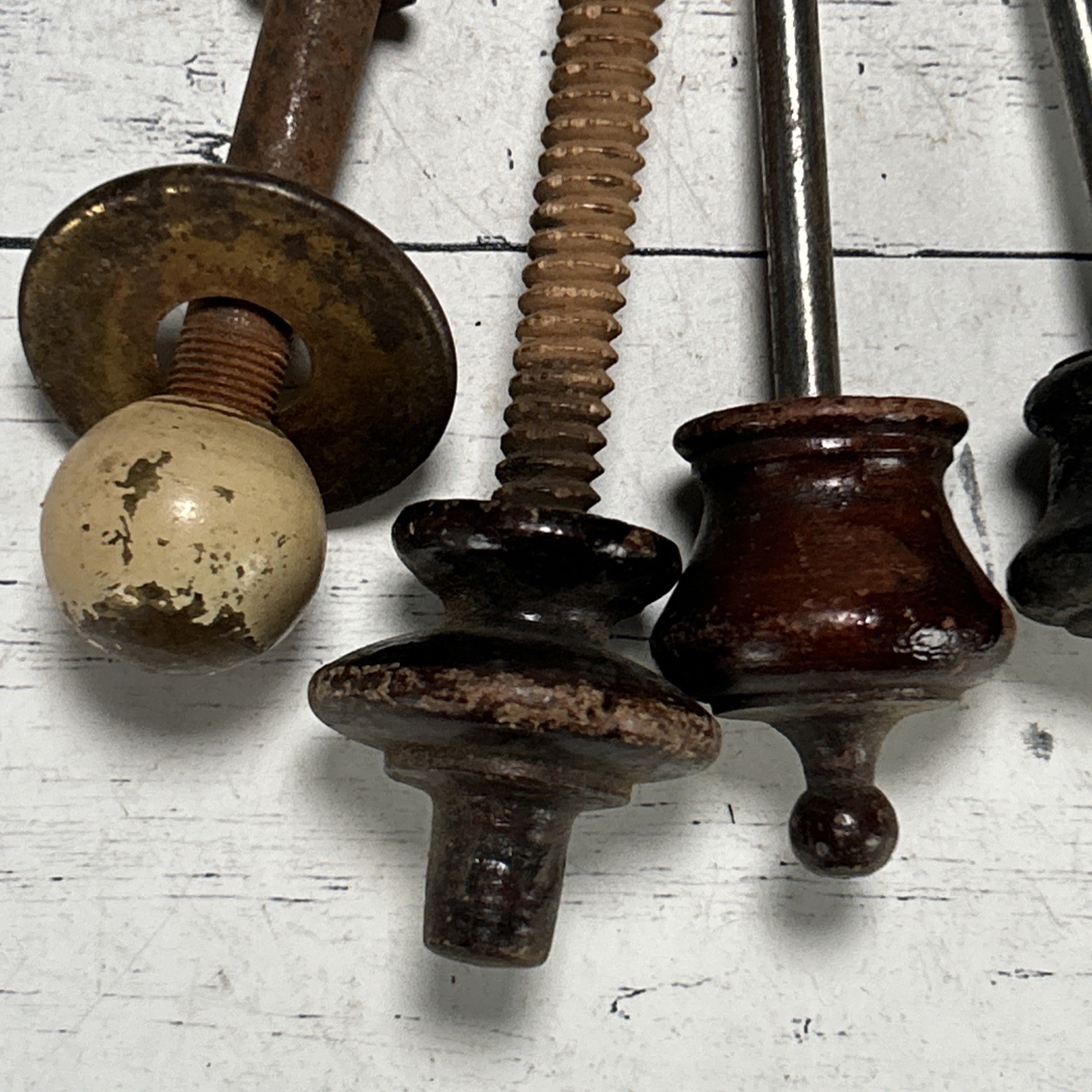 Vintage Drawer Pulls Lot 3 Wood 1 Solid Metal 1920s-1950s Architectural Salvage