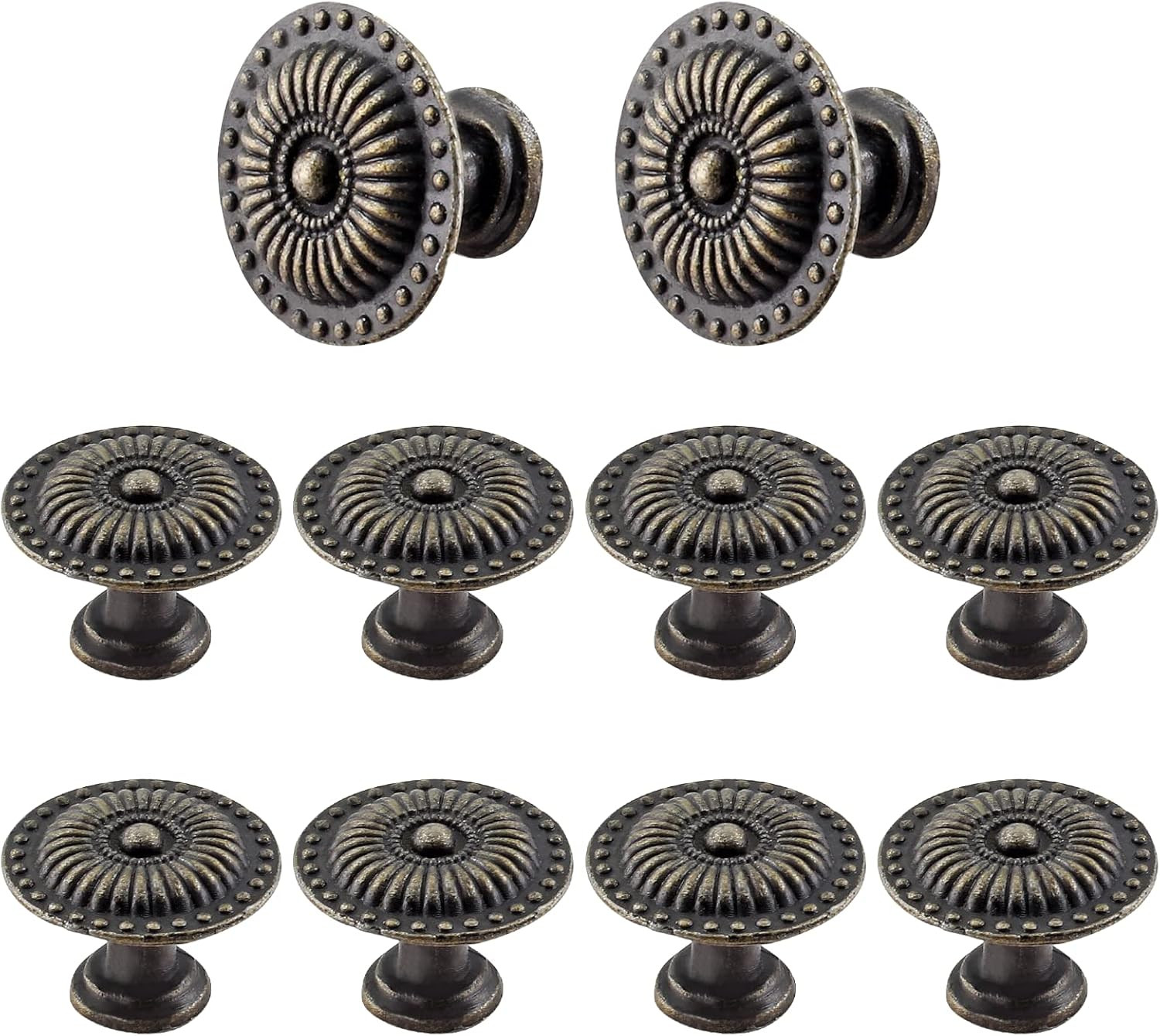 Jiozermi 12 Packs 0.94 Inch Vintage Dresser Knobs Bronze, Small Drawer Knobs, An