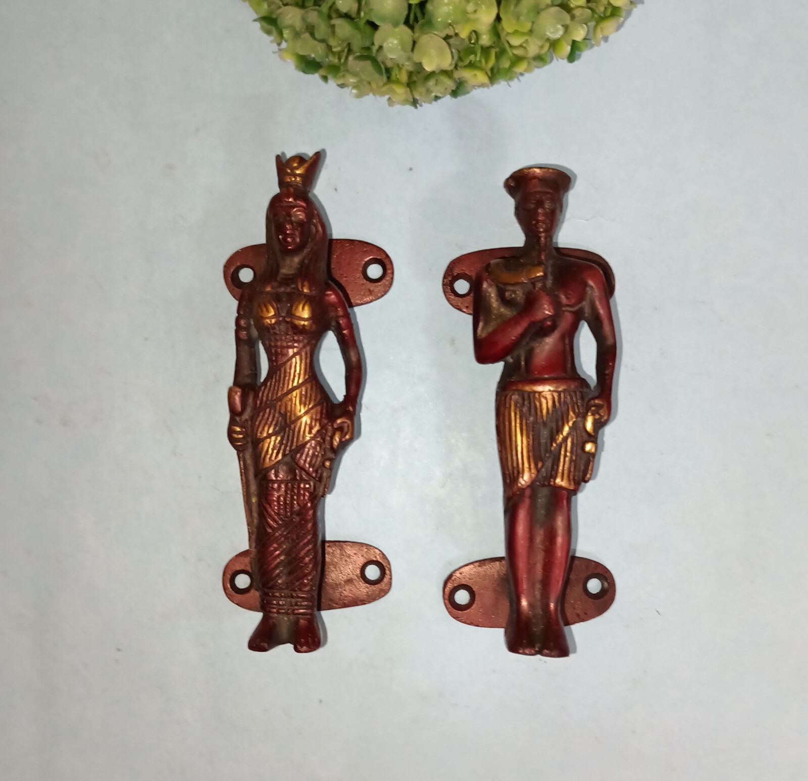 Tribal Man and Woman Door Grip Roman Empires Brass Egypt Door Handles Pair HK560