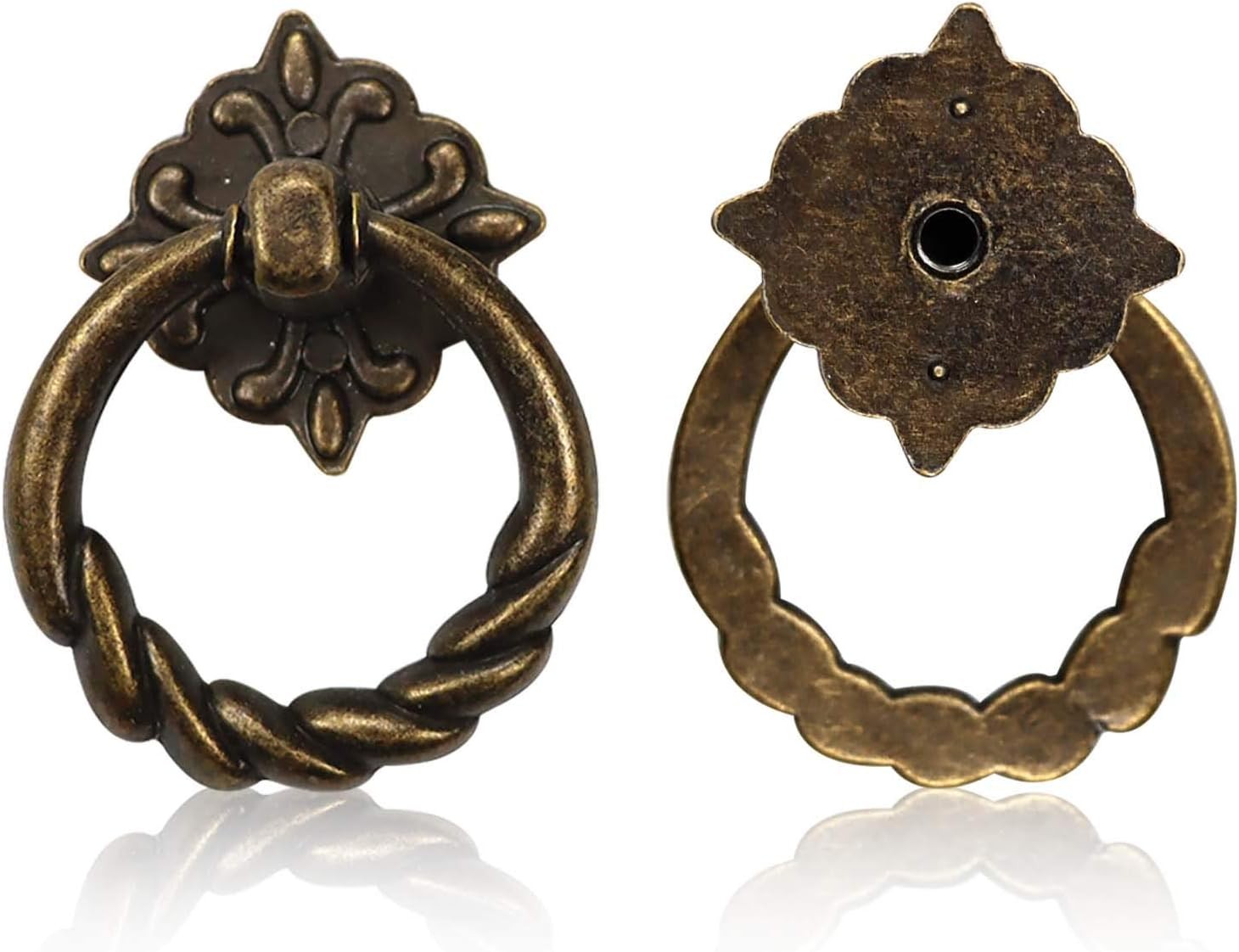 Chris.W 6pcs Vintage Bronze Drop Ring Knobs Pulls Handles for Dresser Drawer Ant