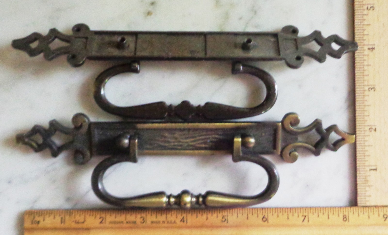 2 Amerock Carriage House Cabinet Drawer Pull Handles w 8 3/8″ Back Plates