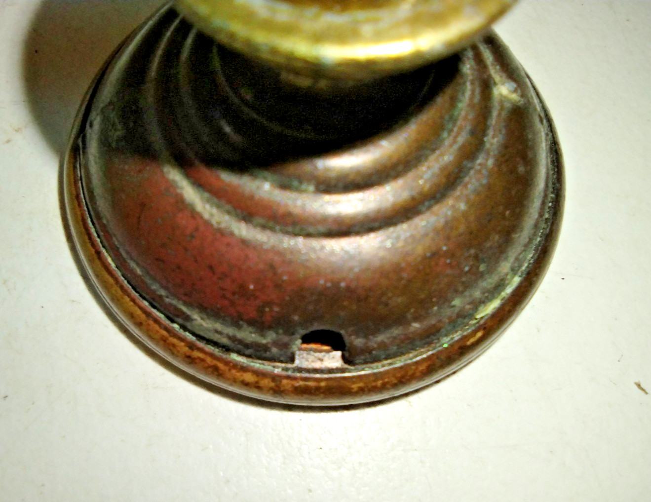 Victorian Crimped Hollow 2 Part Dark Aged Brass Cabinet Door Pull Knob + Rosette