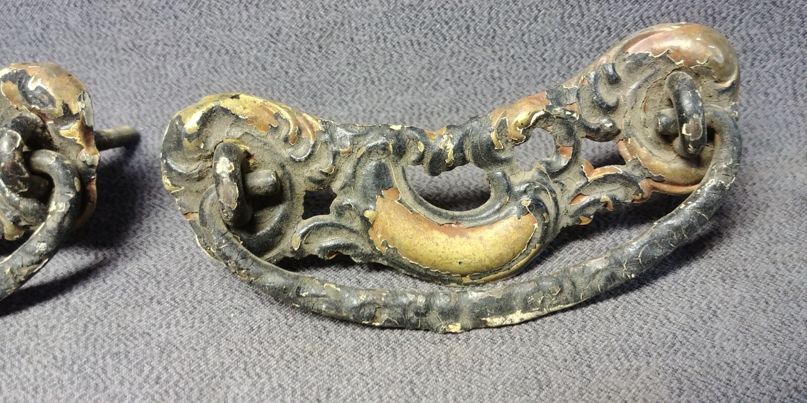 4 Victorian Matching Brass Iron Bail Drop Handle Furniture Pull Hardware 3″ Post
