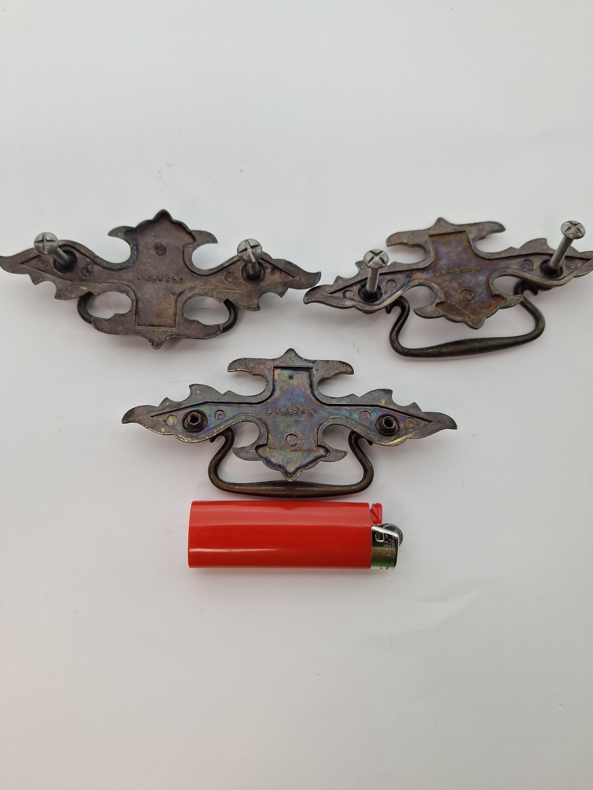 3 Vintage Keeler Brass Co Reclaimed Chippendale Batwing Drawer Pulls KBC A62961