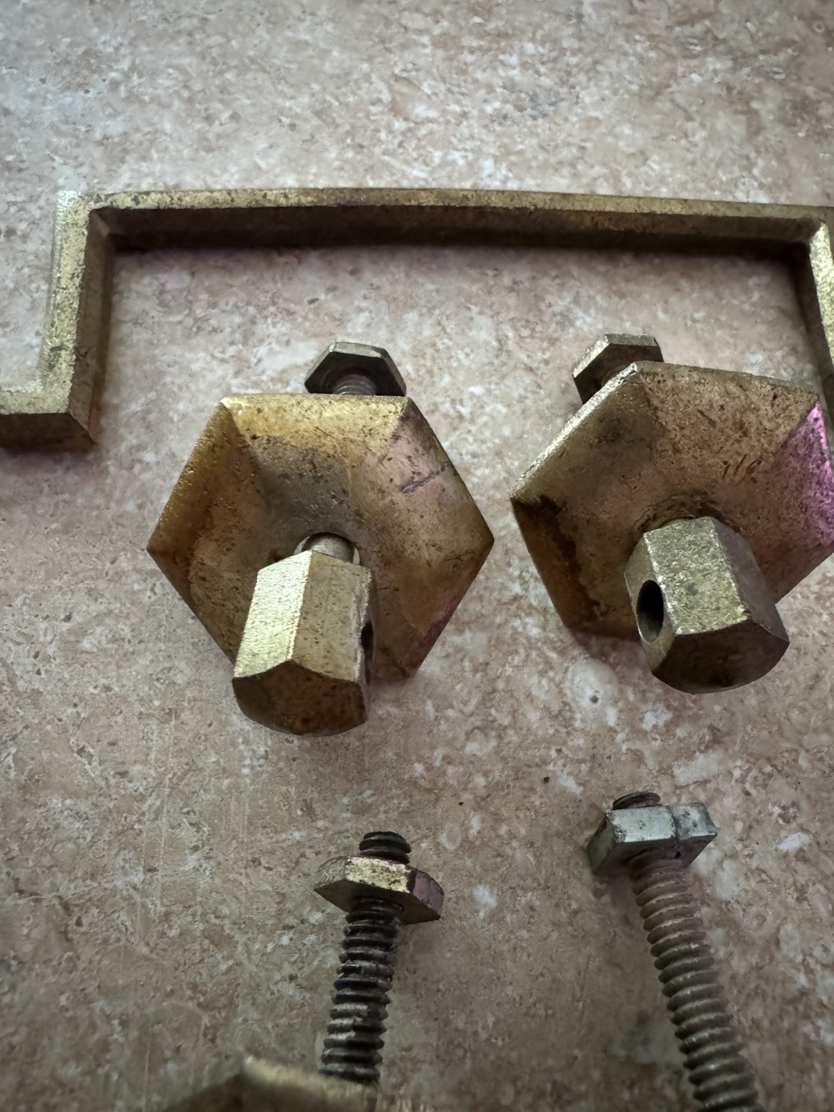 Vintage Antique Set Of 2 Colonial Revival Victorian Bail Drawer Pulls Hexagon