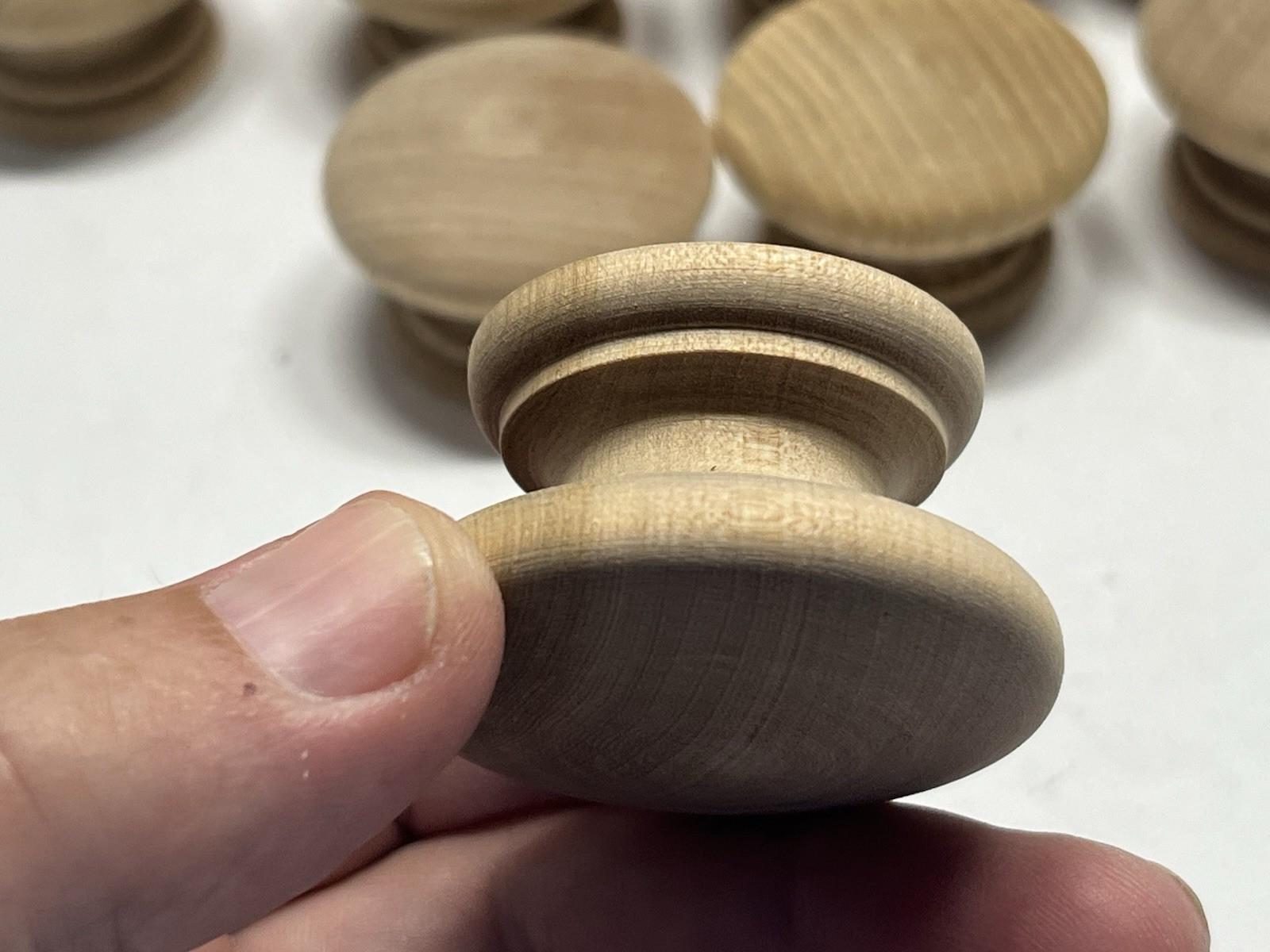 Vintage Lot (12) NOS Round Natural/Unfinished Fixed Wood Drawer/Cabinet Knobs