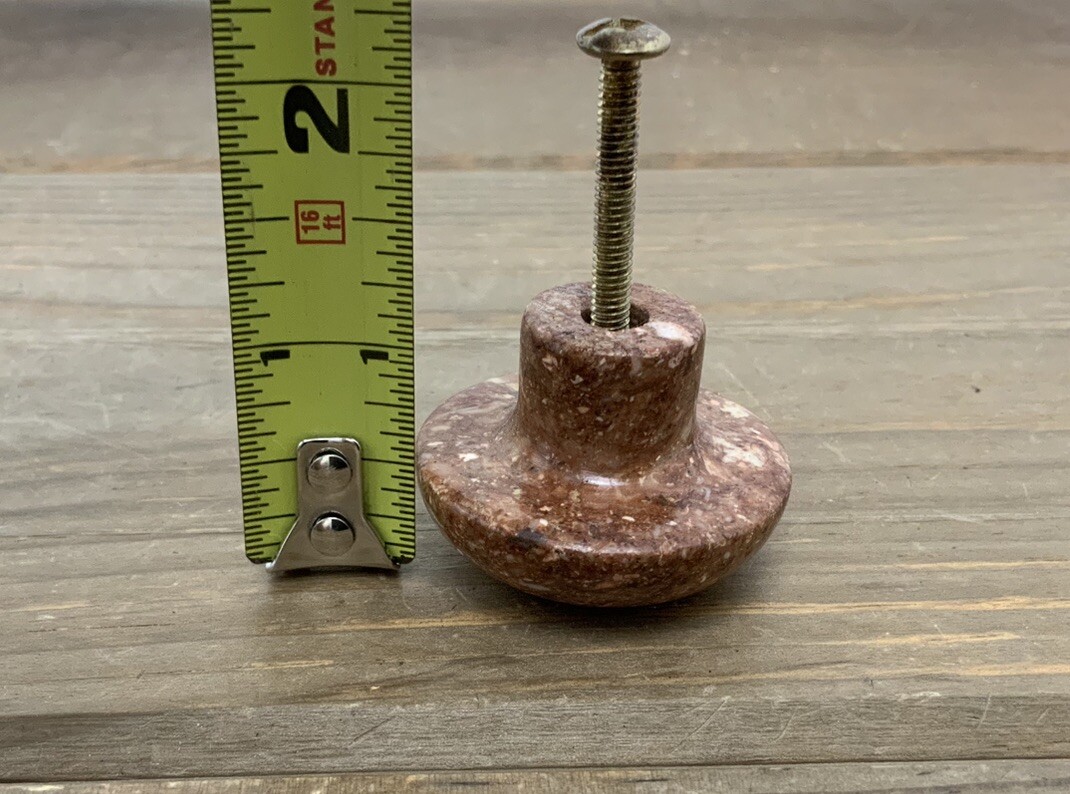 (5) Mushroom Shaped Red Marble Knobs Pulls with Screws Beautiful, Excellent