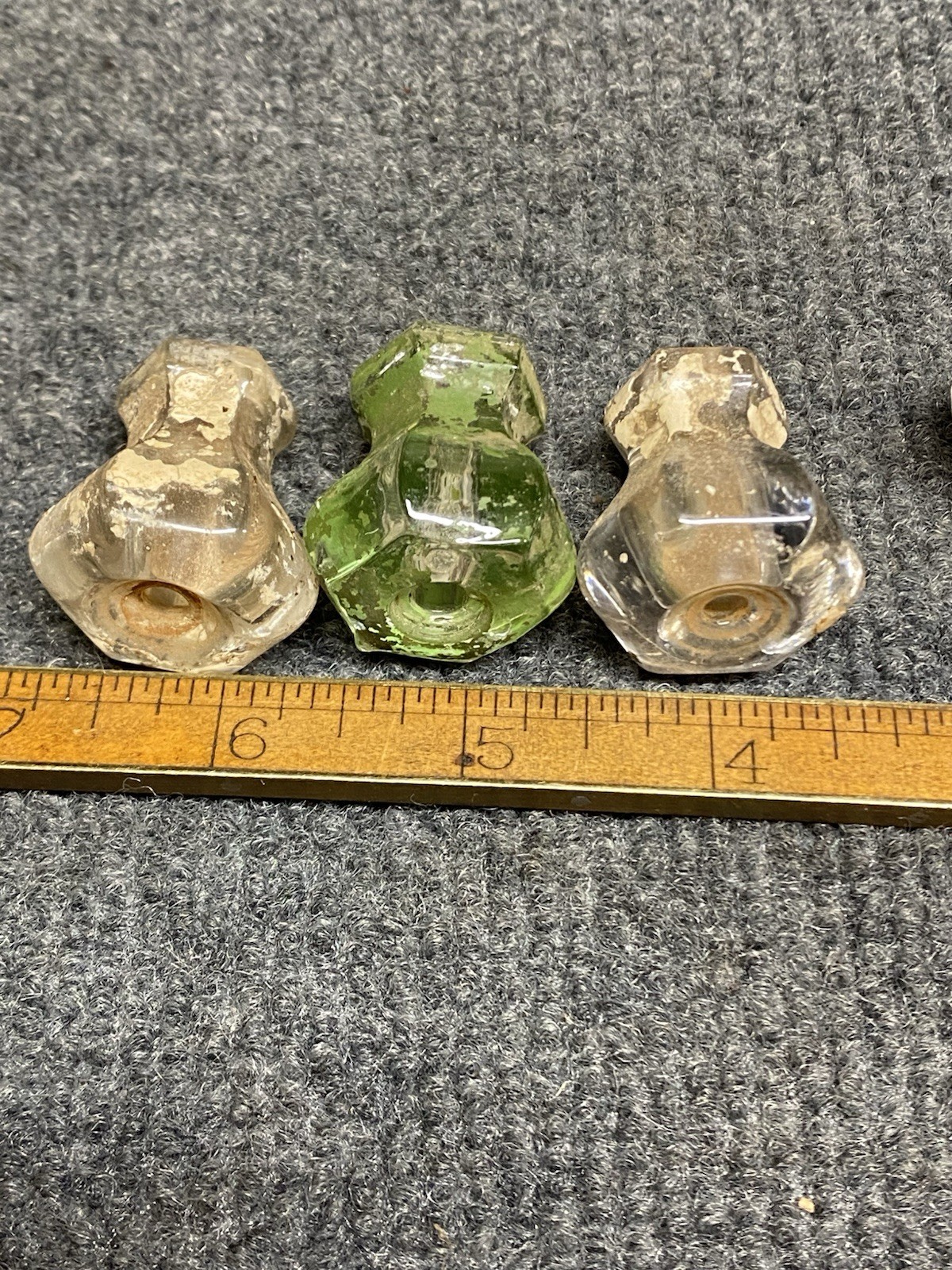 (7) Antique Glass Drawer Pulls Different Sizes And Styles