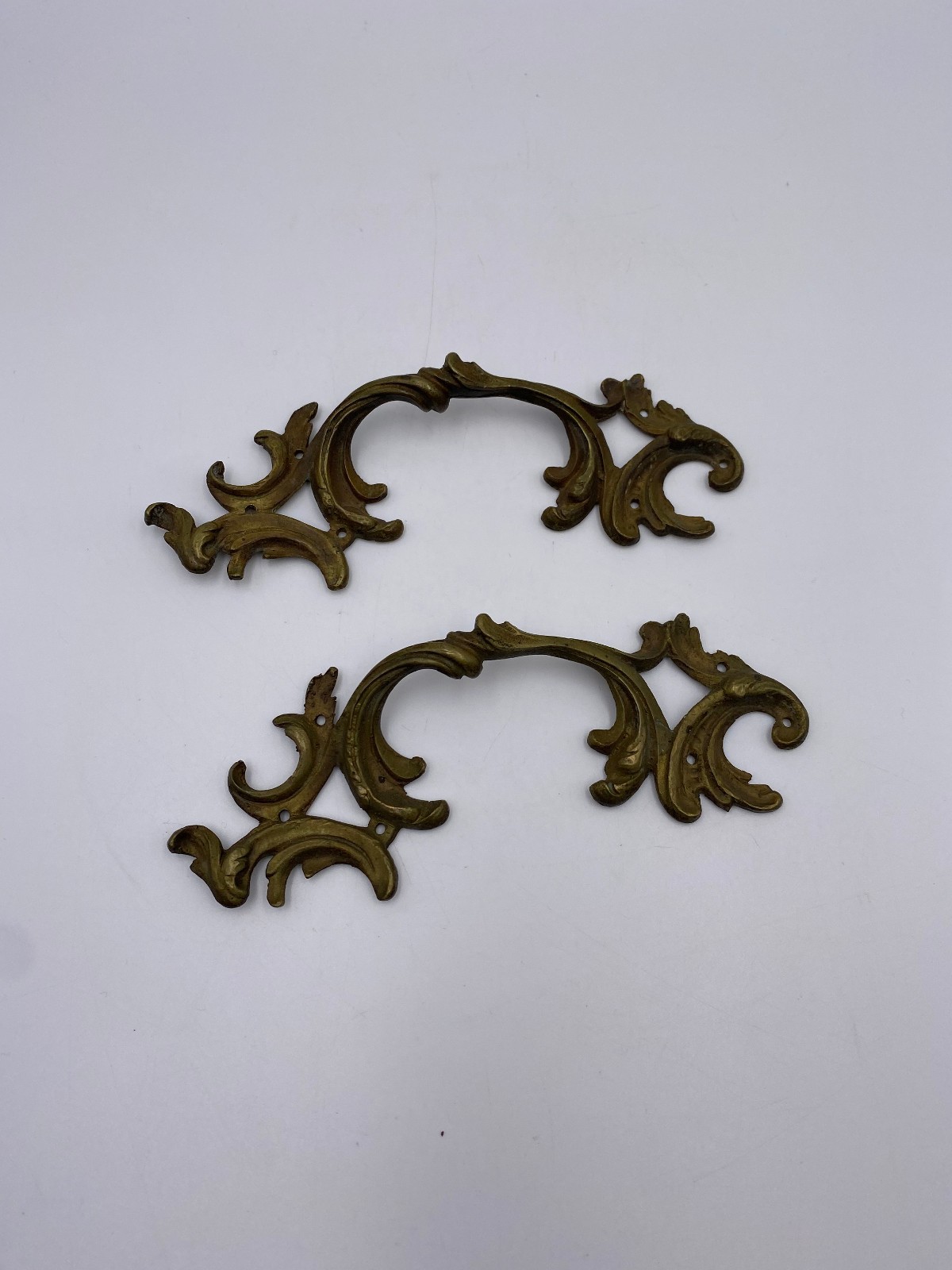 Lot of 2 French Vintage Metal 6″ Drawer Pulls