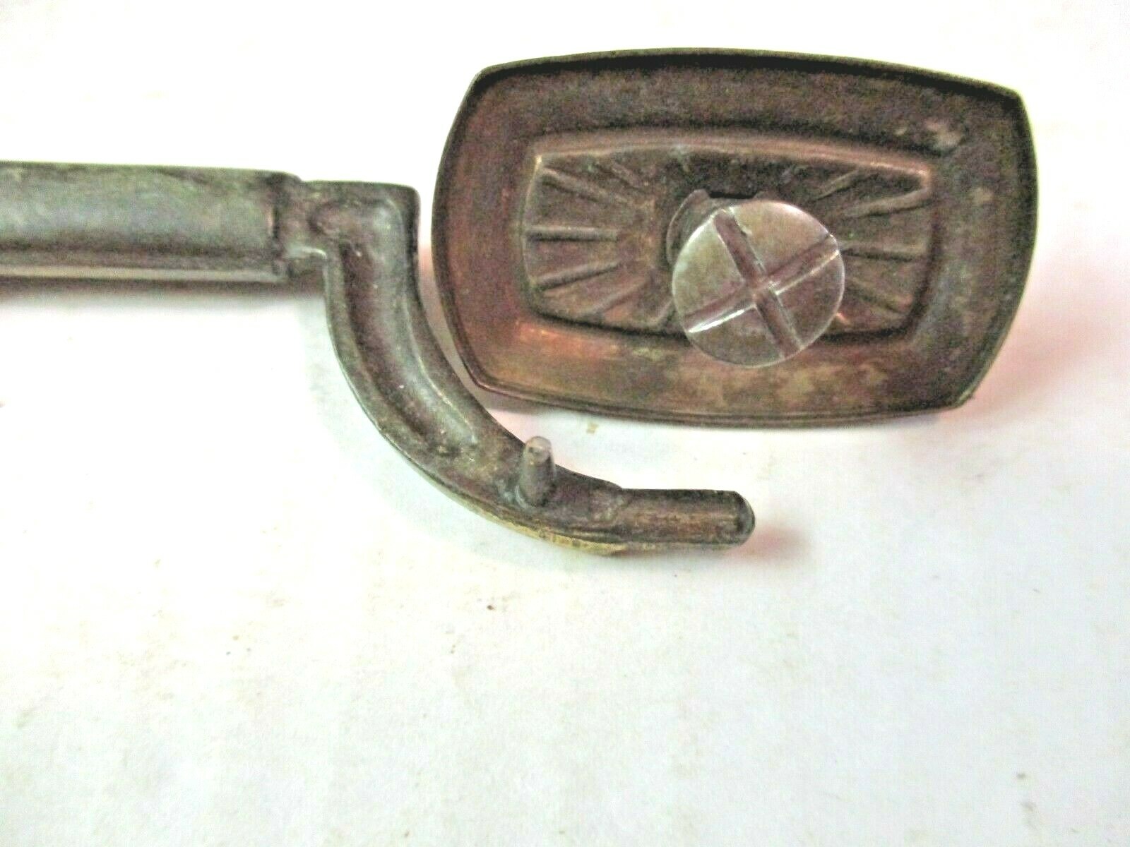 Art Deco 1900s Drawer Drop Bail Pull Handle Aged Brass 5-1/4″ Centers 1 Antique