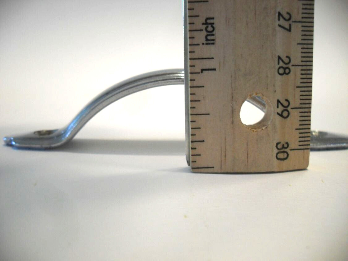 Vintage Chrome Drawer Strap Pull Cabinet Door Handle Raised Face Pointed Ends