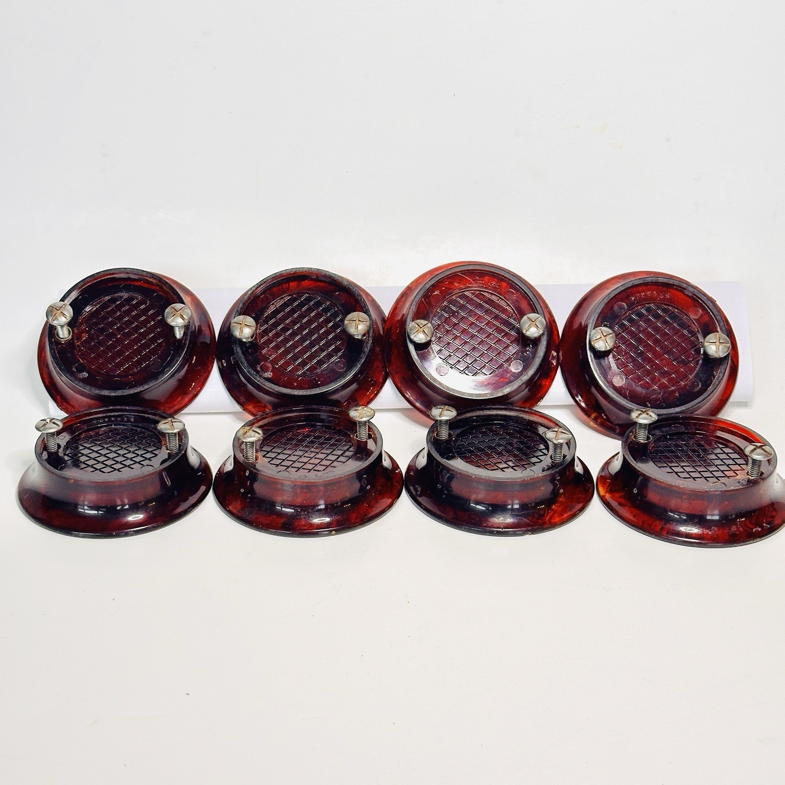 8 Vintage Bakelite Art Deco Butterscotch Cherry Red Swirl Knobs Drawer Pulls