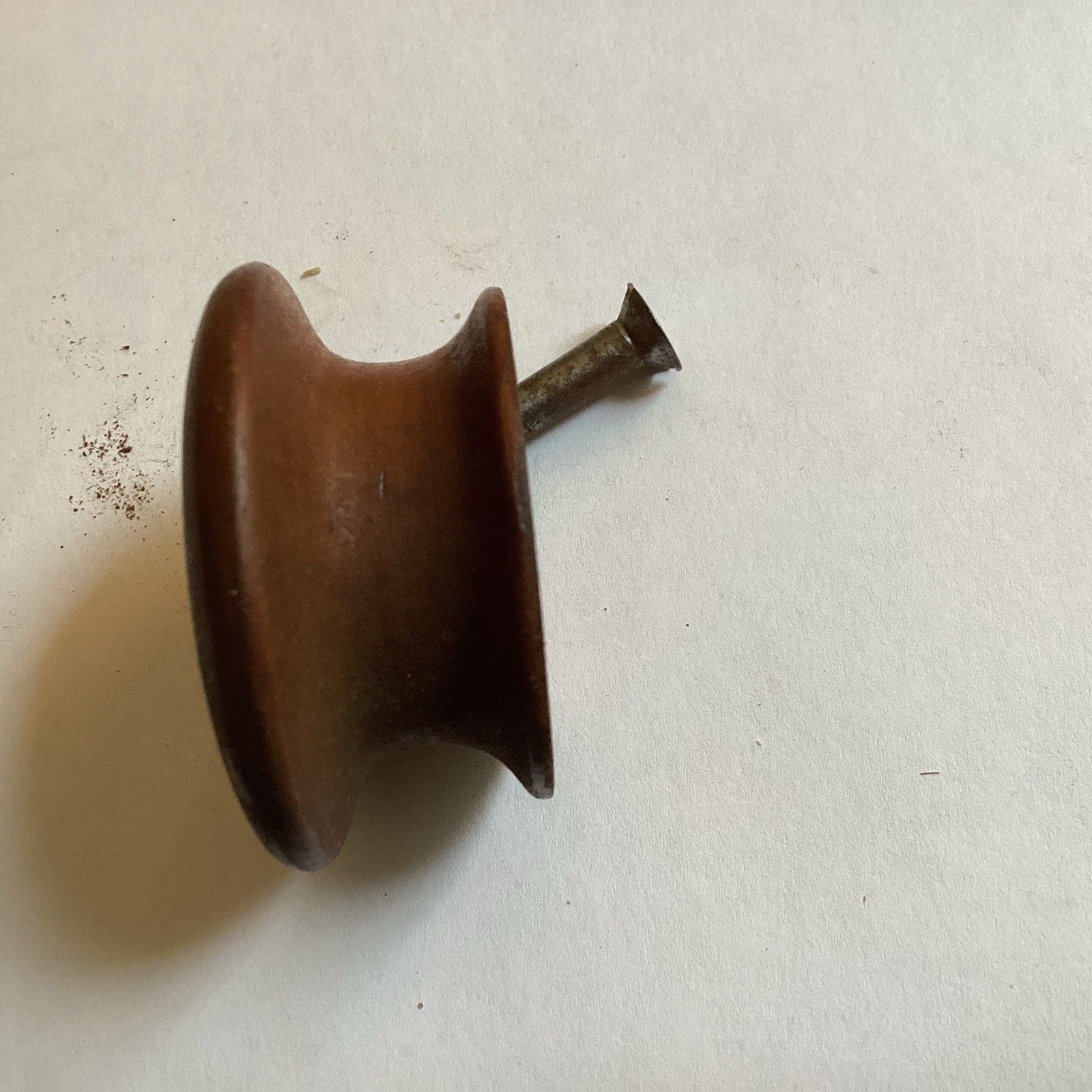 Really Nice Single Antique 2” In. Walnut Wood Drawer Pull With Screw .