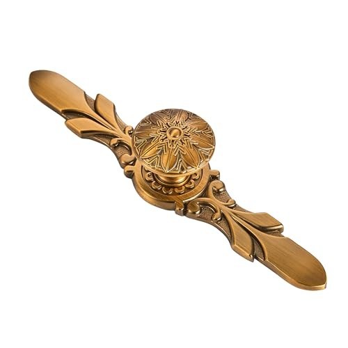 Antique Brass Cabinet Knobs & Plates, 20 Pack Vintage Flower Handles, Zinc Alloy
