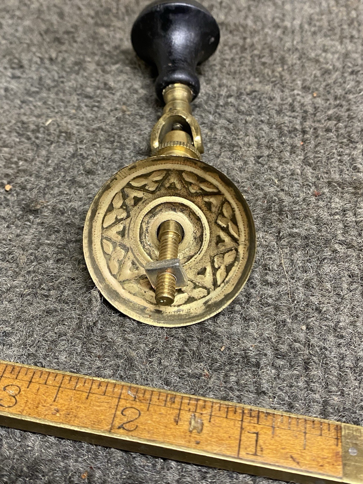 Victorian Eastlake Teardrop Drawer Pulls Drop Knob Brass and Black Ebony Wood