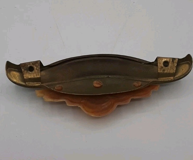 Vintage Art Deco Drawer Pull Handle 1930 1940s Bakelite and Brass 5 in Long