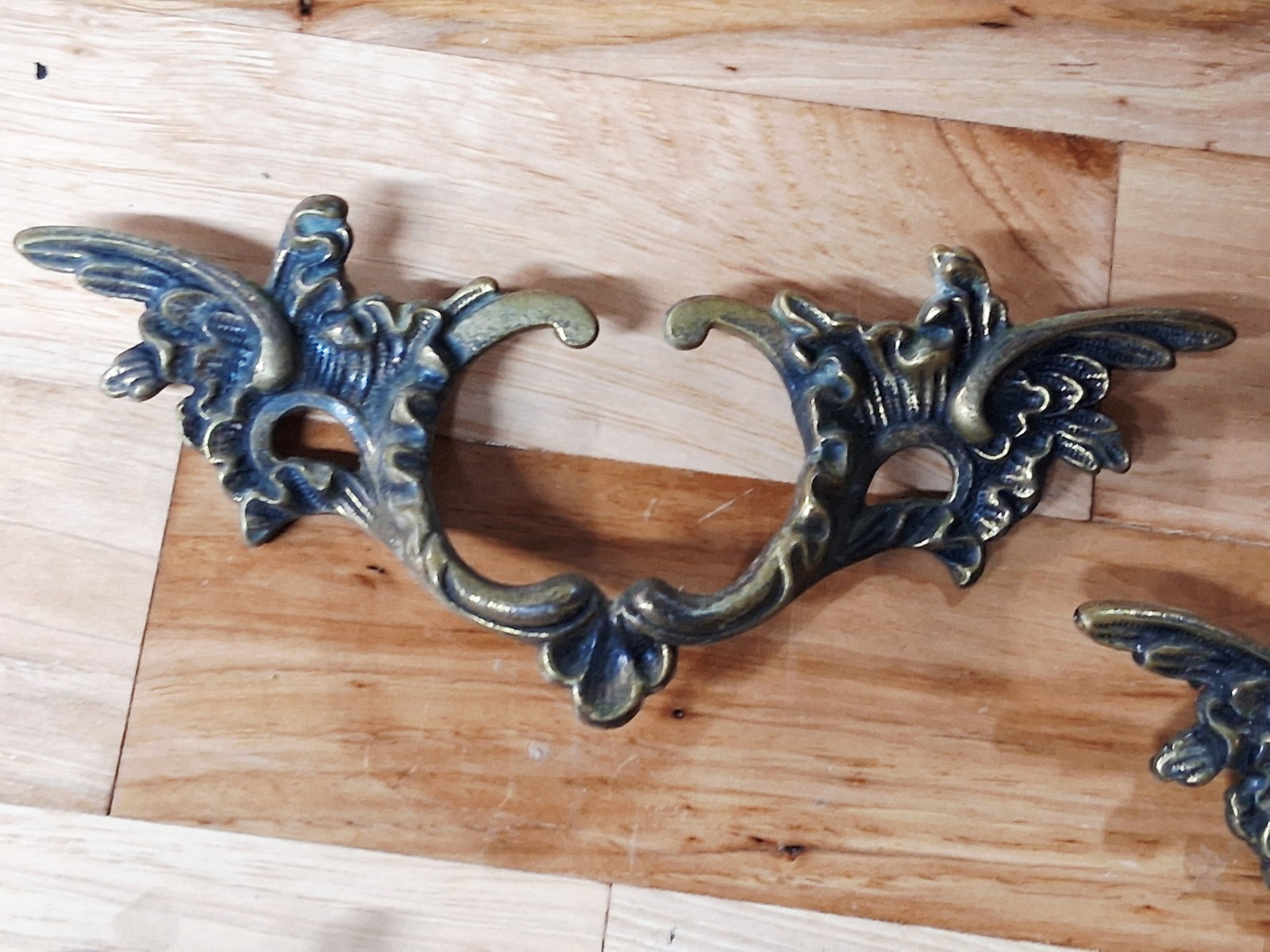Lot Of 4 Vintage German Ornate Brass Drawer Pulls