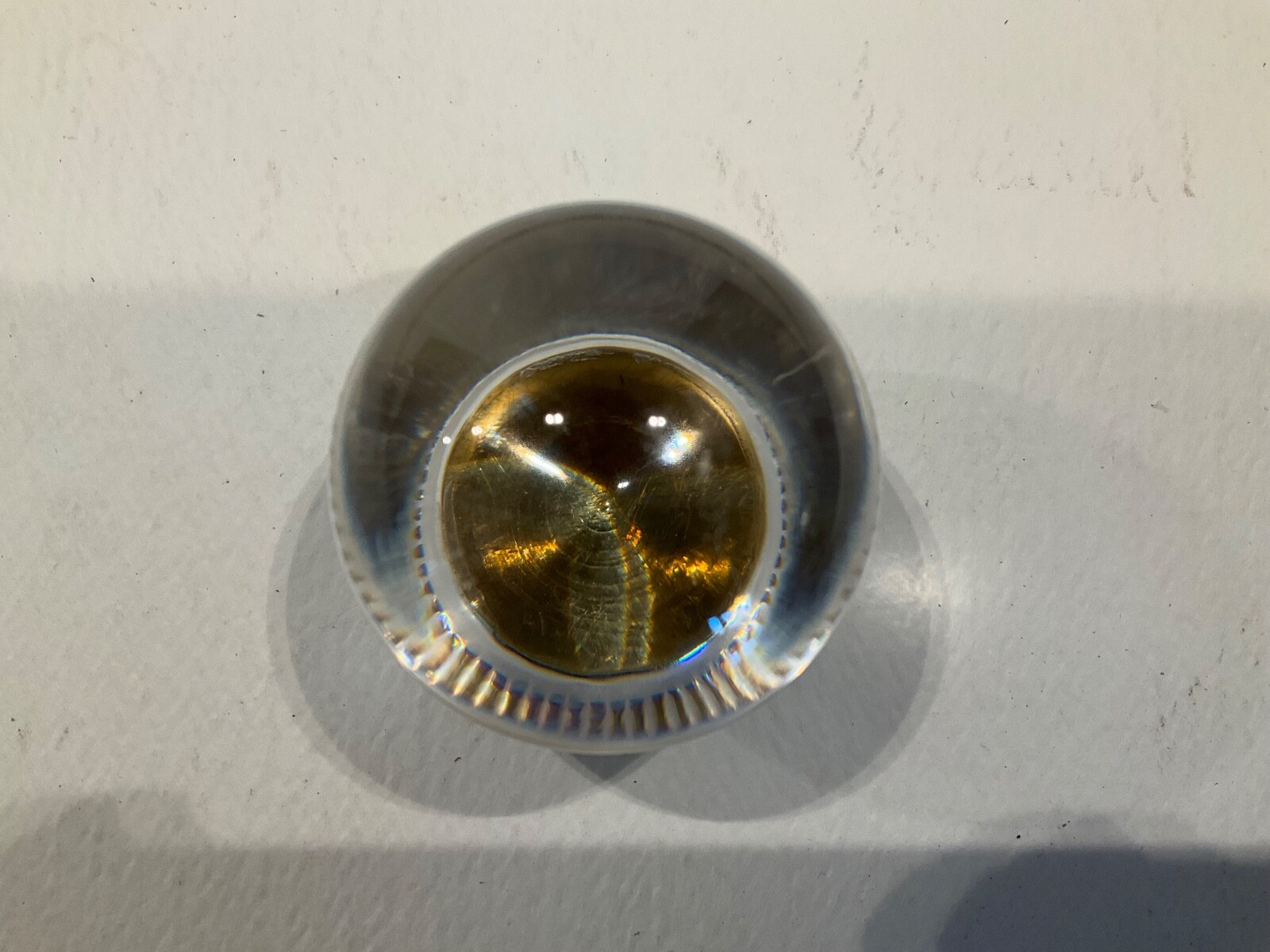 Vintage Round Glass Ball Drawer Pulls / Cabinet Knobs w/Brass Collar Backplate