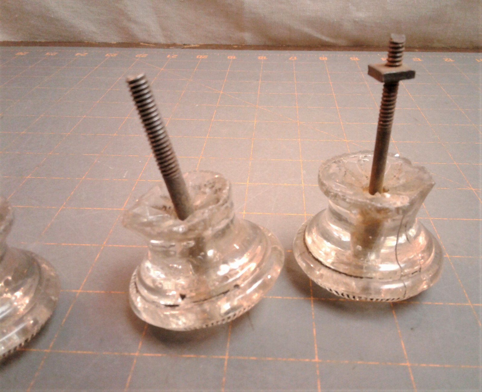 Set of 4 Antique Pressed Glass Chest of Drawer Pulls 1820s Era