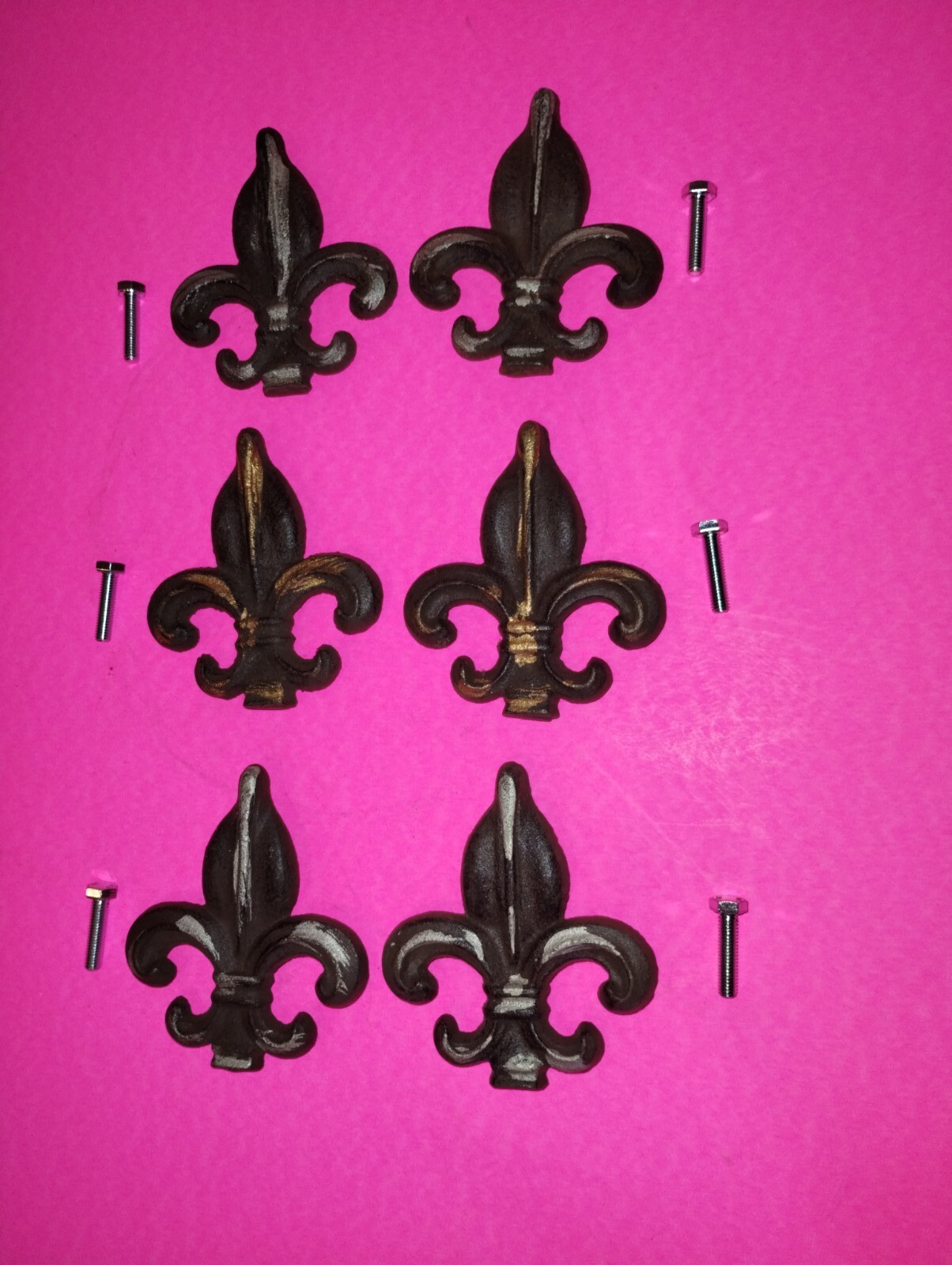 Victorian cast iron pulls Drawer/door hardware handle with Screws, 4″ x 3.5″.