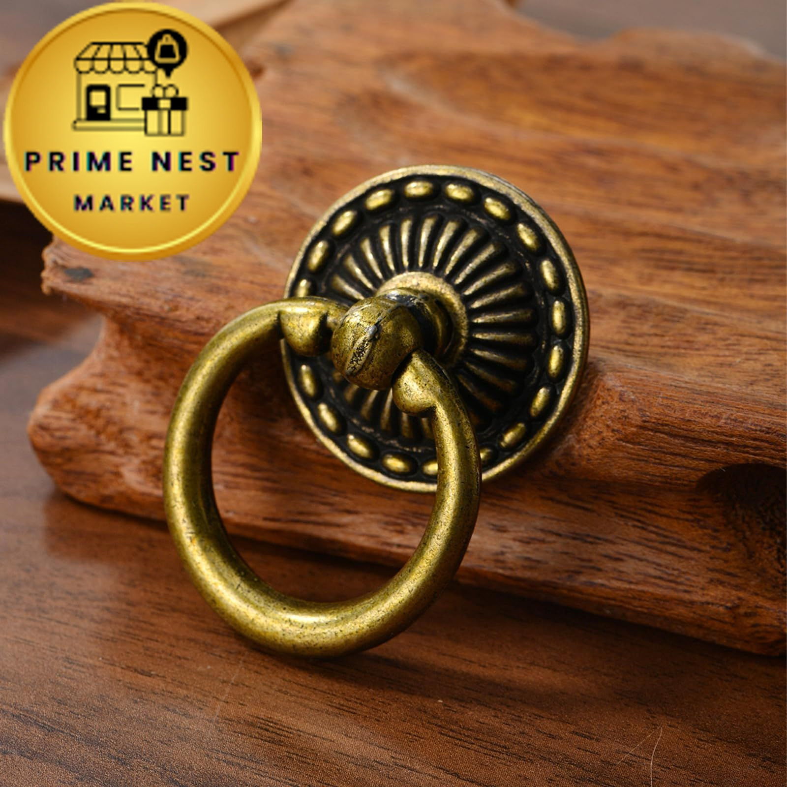 Chris.W 6pcs Vintage Bronze Drop Ring Knobs Pulls Handles 1.25 inches,