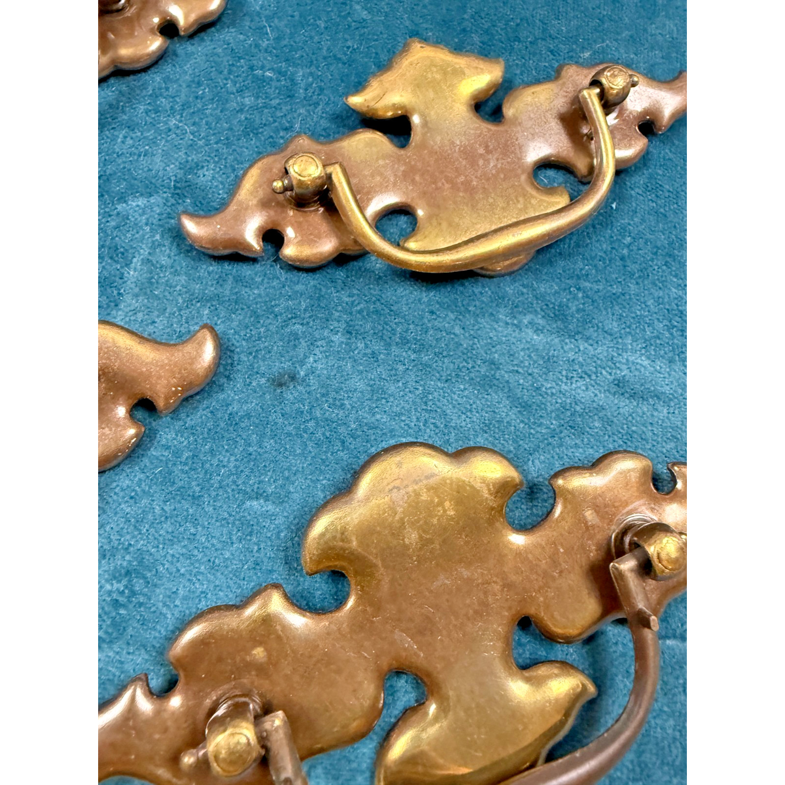 Vintage Brass Drawer Pulls Ornate Bail Handles Dresser Hardware Set of 6