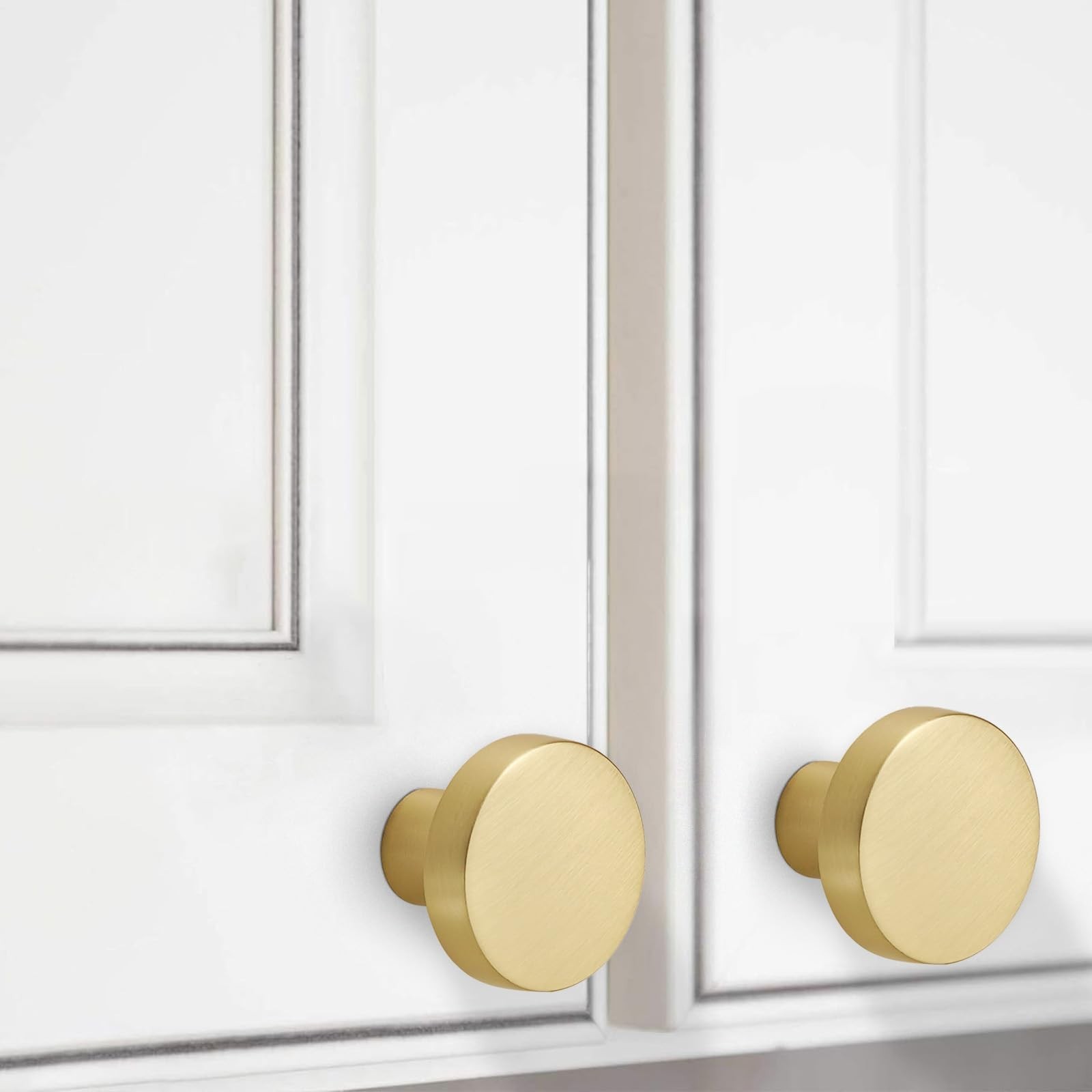 10 Pack Brushed Brass Kitchen Cabinet Knobs – Gold Drawer Handles, Zinc Alloy…