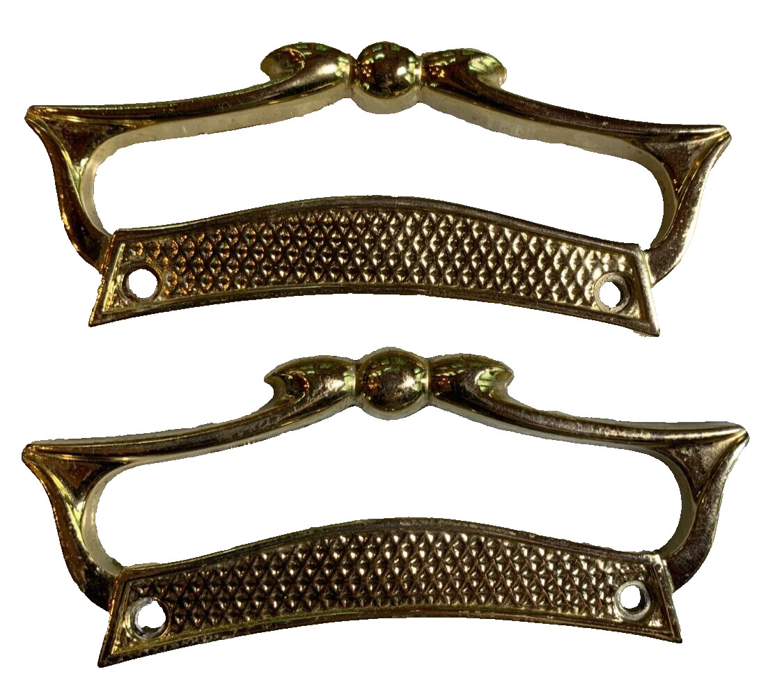 Antique Vintage Mid Century Modern MCM Steel Metal Handle Handles Gold Gilded