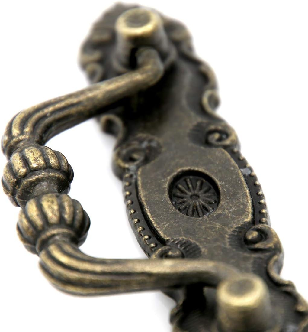4 Pcs Vintage Antique Brass Bail Pull – Drop Pull Handle for Drawer Cabinet Dres