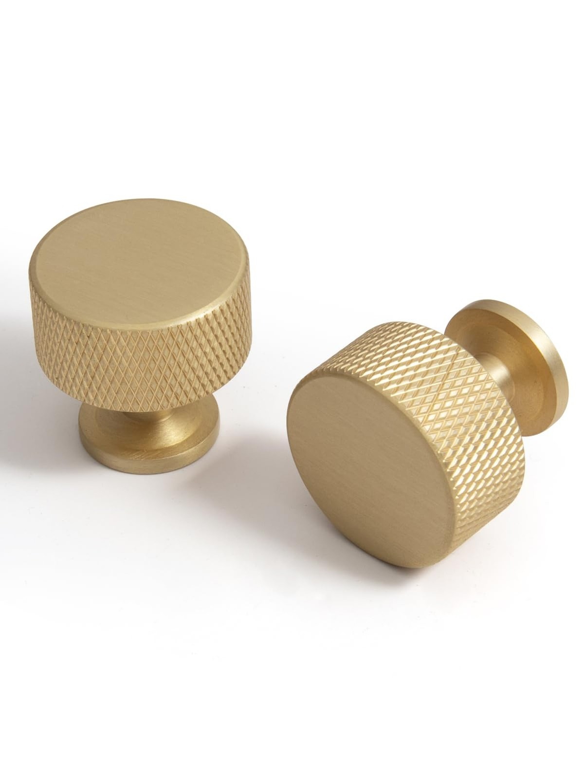 Brushed Gold Kitchen Knurled Cabinet Knobs Solid Brass Pulls Dresser Drawer H…