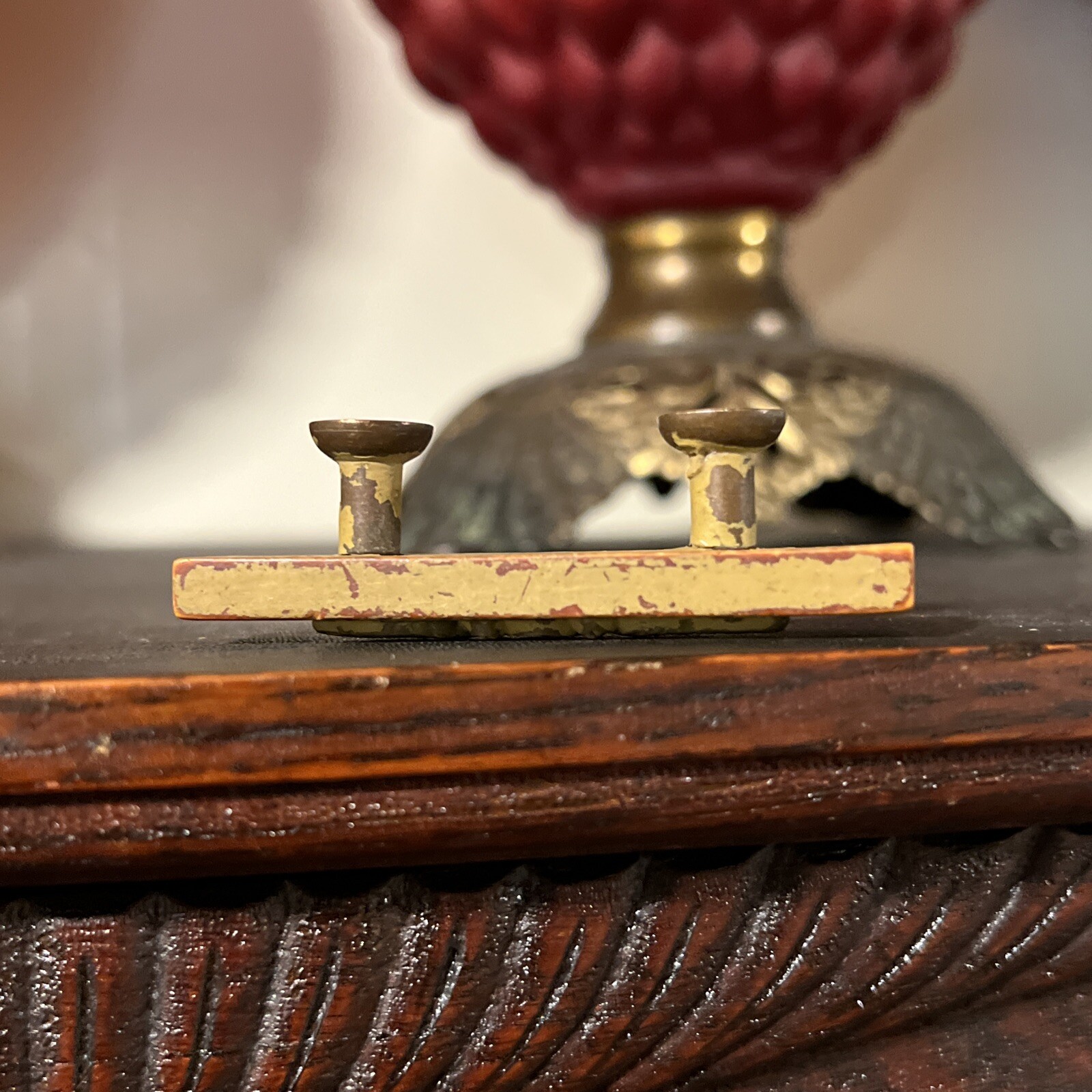 Antique Bakelite And Brass Drawer Pull