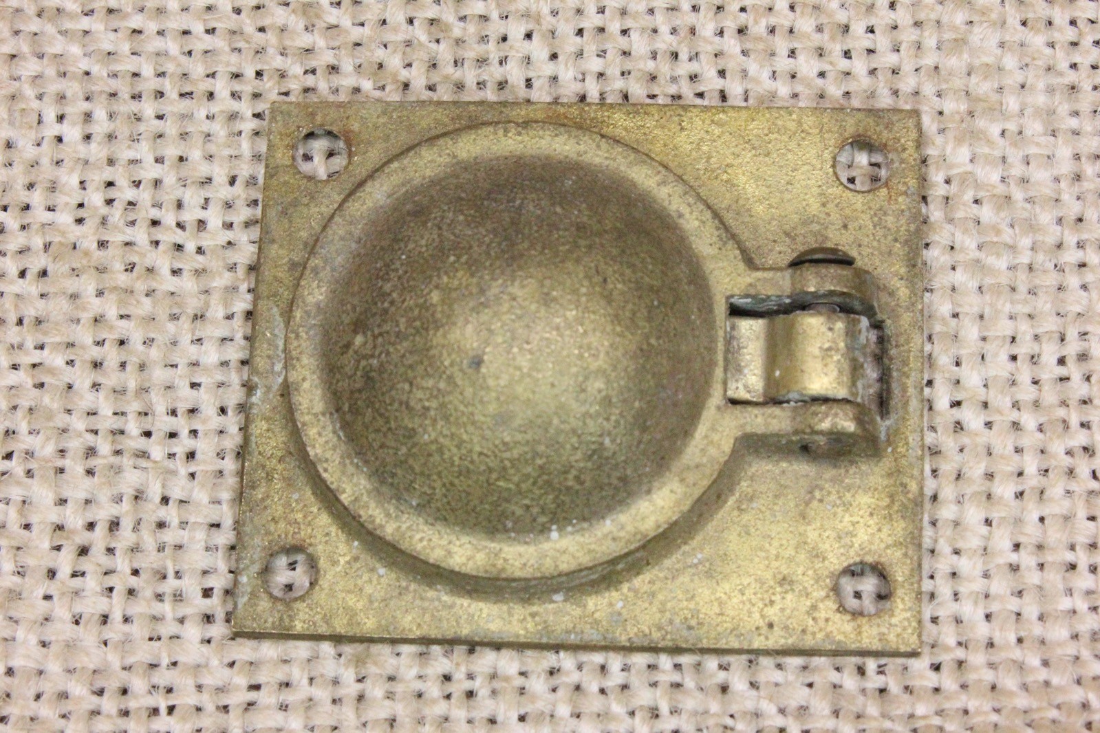 Old Door Pull Drop Finger Tip Flush Handle Treasure Box Vintage Solid Brass