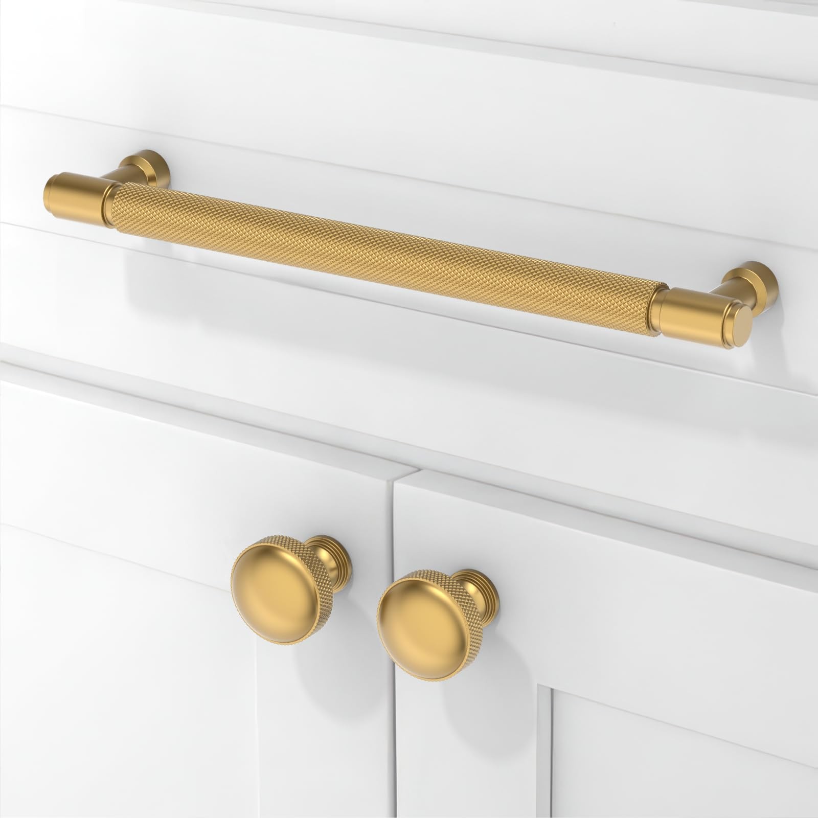 Asimerdeco 10 Pack Champagne Bronze Knurled Cabinet Pulls 7.5 Inch192Mm Kitchen